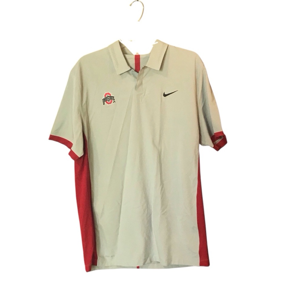 Nike Tiger Woods Collection Ohio State Light Grey Men’s Polo Shirt Size Large